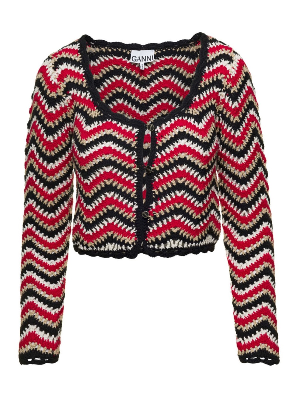 Ganni Red Chevron Cardigan